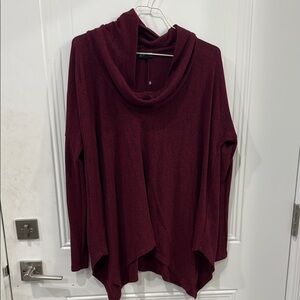 Express Red Cowl Neck Sweater with Asymmetrical Hem